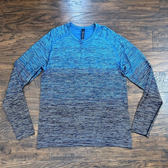 Lululemon • Metal Vent Tech Long Sleeve tee ombre dip dye teal black space - Picture 2 of 9